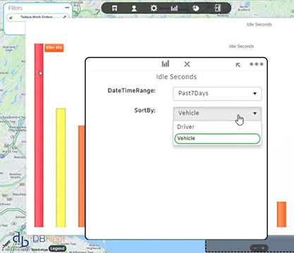 DBFleet fleet management software reports screen for service managers